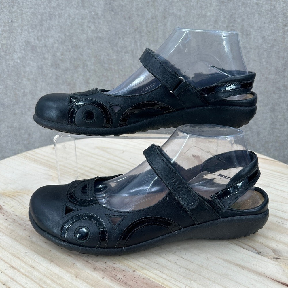 Naot Kirei Shoes Women 11 Black Leather Cut Out Mary Jane Flats S71103